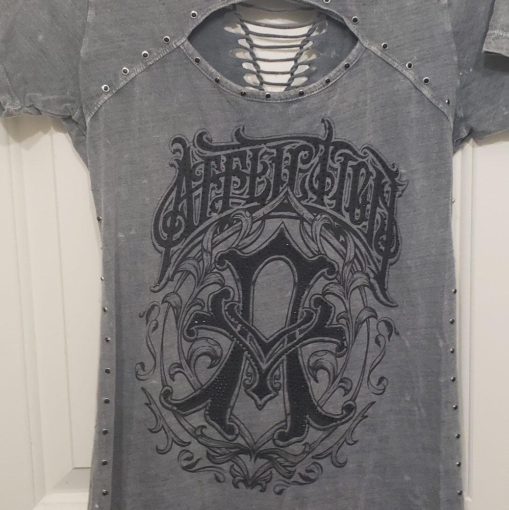 Affliction Geay Shirt with Rhinestones